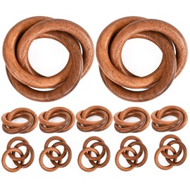 ALPHA Living HOME - Juego de 12 servilleteros decorativos de madera, hecho a mano con tres anillos para decoración de mesa para cenar elegante, bodas, fiestas, hogar, regalos, uso diario (café)