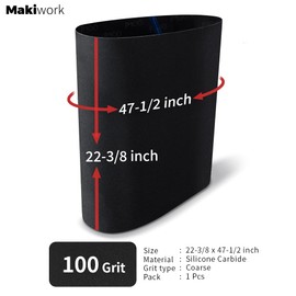 Drum Sander Conveyor Feed Belt Compatible with SuperMax 19-38 Drum Sander - 100 Grit Silicon Carbide Feed Belt, 22-3/8" x 47-1/2"