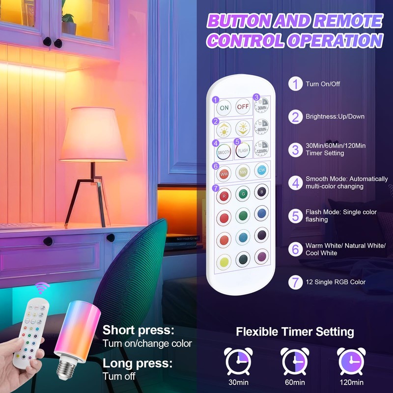 Caupel 10000mAh Rechargeable Led Corn Light Bulb,Battery Operated Light Bulb
