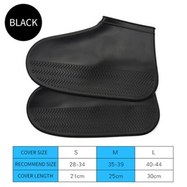 Surakey Rain Shoe Cover Waterproof Shoe Covers, Non-Slip Water Resistant Overshoes Silicone Rubber Outdoor Cycling Camping Travel Protectors for Unisex Men Women Kids (Black L)