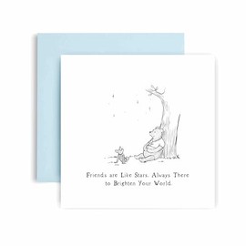 Huxters Anniversary Valentines Card – Pooh Piglet Friends are Like Stars – Sweet Anniversary Friendship Cards for Him and Her – Birthday Cards for Husband and Wife - 14.8cm