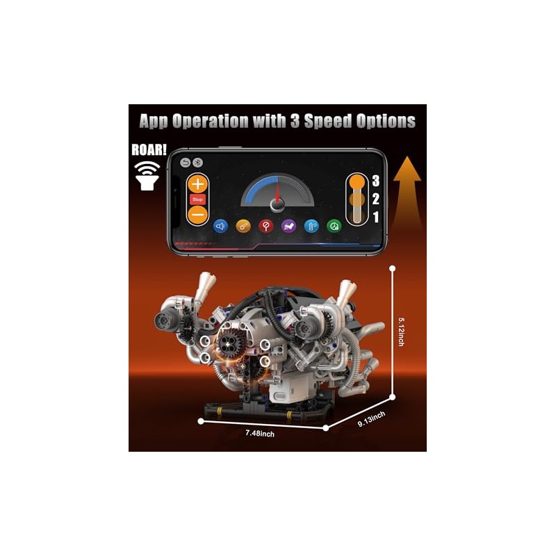 Mini V8 Engine Model Kit That Runs, 770PCS Motorized Building