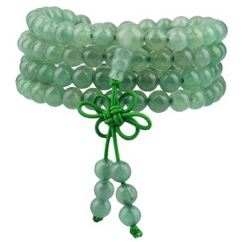 KYEYGWO 108 Prayer Mala Beads Wrap Wrist Bracelet for Women & Men, Tibetan Buddhist Meditation Stone Necklace for Unisex Elastic, Green Aventurine