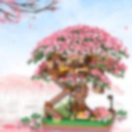 FULHOLPE Sakura Tree Building Blocks Kit, 2138+ Clamping Blocks, Modular Japanese Cherry Blossom Tree Model Kit, Construction Toy, Not Compatible with Large Brands Tree House