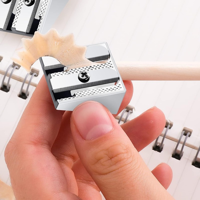 3PCS Metal Pencil Sharpeners with 2 Holes, Metal Sharpener Pencil