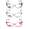 3 Pairs Lot Women Cateye Translucent Clear Floral Pattern Fashion