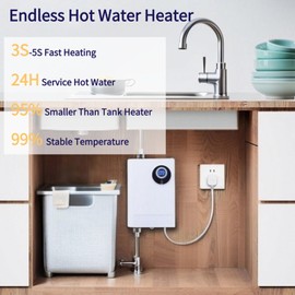 Zjyufy Tankless Water Heater Electric 3000W Compact Instant Hot Water Heater Under Sink for Kitchen Bathroom