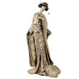 Touch of Class Miyoko Beauty Geisha Table Sculpture - Resin - Beige, Black, Red - Japanese Lady for Bedroom, Living Room, Dining Room, Bookshelf, Mantel, Office, Entryway, Foyer