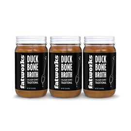 Fatworks Gourmet Cage-Free Duck Bone Broth, Traditional Flavor, Keto, Paleo, Collagen Rich, Preservative Free, 3 pack of 15 oz. Jars