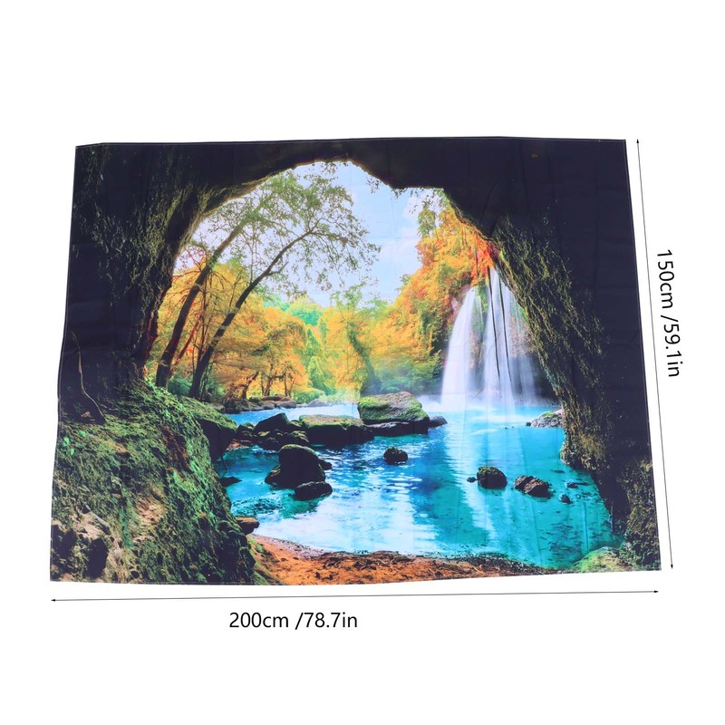 Cave River Landscape Pattern Tapestry Wall Hanging Wall Blanket for