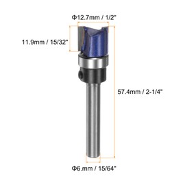 sourcing map 2pcs Pattern Flush Trim Router Bit 0.24" Shank 15/32" Cutting Length 1/2" Cutting Dia with Top Bearings Straight Precise Cutting Woodworking Milling Cutter Tool for Edge Trimming