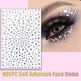 NOOEPC Clear Face Gems Glitter Body Glittery Stereo Gem Stickers Rave Accessories Makeup Rhinestone Stickers Y2K Style Music Festival DIY Eyes Face Jewels