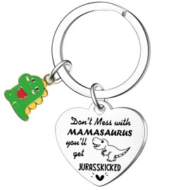 Waeceip Funny Mummy Gifts Keychain Key Ring For Mothers Day Mamasaurus Keyring from Son Daughter Mothers Day Gifts for Mum