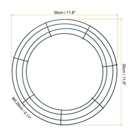 PATIKIL 12 Inch Christmas Wire Wreath Frame, Metal Round Shape Dream Catcher Rings Macrame Wreath Floral Hoop for Home Car DIY Craft Wedding Wall Hanging Decorations, Army Green
