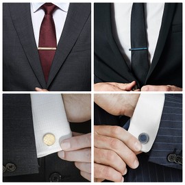 Wynameleri Mens Cufflinks and Tie Clips Set 12 PCS Formal Business Shirts Dress Necktie Pins Buttons Cuff Link Box Packed T0408017