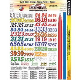 UltraCal MG 3320 - 1/32 Scale Vintage Racing Numbers UltraCal High Def Decals