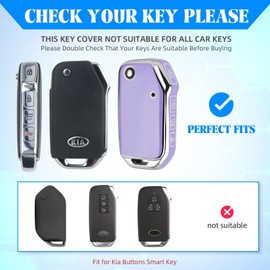 QBUC for KIA Key Fob Cover with keychian, Soft and Durable Key Cover TPU Car Key Holder Fit for Kia 2019-2023 Cerato Ceed Forte NIRO Sorento Seltos Soul Telluride 4 Buttons (S-Purple)