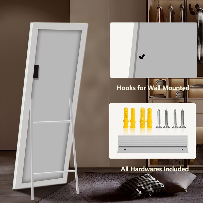 GlasFlength 56"x18" LED Full Length Mirror with Stand – Wall