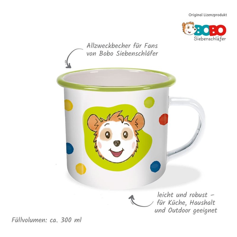 Trötsch Bobo Siebenschläfer Emailletasse Punkte: Kaffeetasse Teetasse Geschenkidee Geschenk Tasse