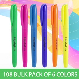 GGYKJSK 108 pack highlighters bulk，colorful transparent highlighter cases，multicolor highlighters，colored highlighter pens，multi color ，school, office.
