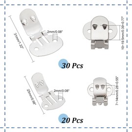 PH PandaHall 50pcs Flat Blank Shoe Clips 25~31mm Shoe Clips Stainless Steel Clamps Industrial Blank Clips Flat Blank Clips Supplies for DIY Crafts Decoration Project Shoes Decoration