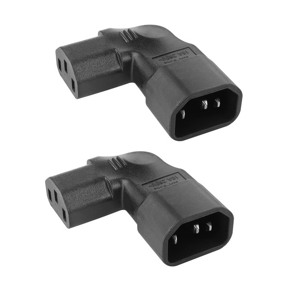 C14 to C13 Power Adapter YACSEJAO 2PCS IEC320 C14 to C13 Right Angle Power Adapter 90 Degree C14 to C13 Plug Kettle Power Extension Adapter (Left Angle)