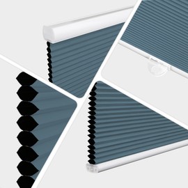 Cellular Shades Blackout Cordless Cellular Blinds Honeycomb Blinds Window Shades Room Darkening Shade Ocean Blue-White, 29"(W) x 64"(H)