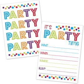 Old Blue Door Invites All Occasion Birthday Party Invitations with Envelopes - Colorful Confetti Polka Dots Design - Kids, Adults, Surprise, Baby Shower, Retirement (20 Count with Envelopes)