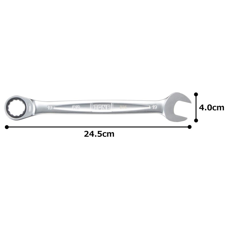 TONE Ratchet Glasses Wrench RM-19 Double Side Width 0.7 inches