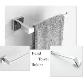 SHUNLI Chrome Bathroom Accessories Set - Hand Towel Rail Toilet Roll Holder Robe Hook - Wall Mounted SUS304 Stainless Steel