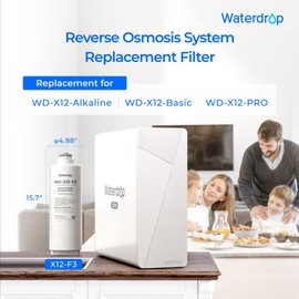 Waterdrop WD-X12-F3 Filter, Replacement for WD-X12-Basic & WD-X12-Alkaline & WD-X12-PRO 1200 GPD Reverse Osmosis System, 24-month Lifetime, Reduce PFAS