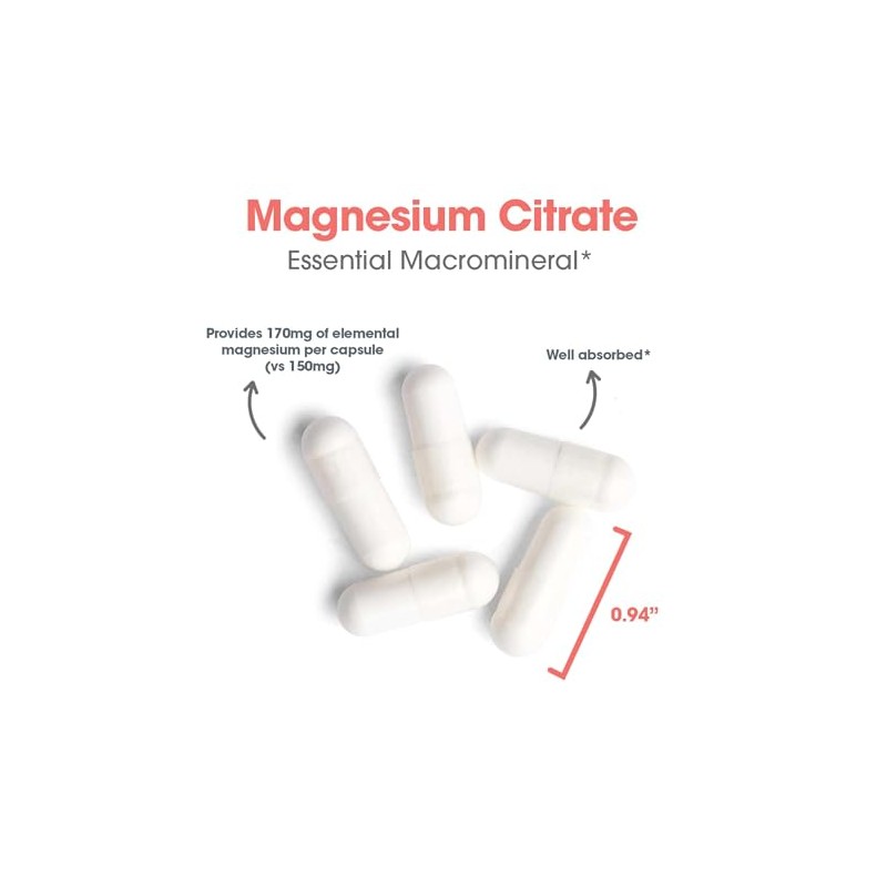 Allergy Research Group Citrato de magnesio, 170 mg, 180 cápsulas