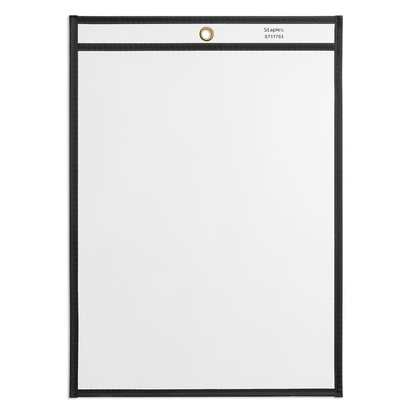 Staples Heavyweight Vinyl Top Loading Workorder Protecting Pockets, Clear, 25/Box