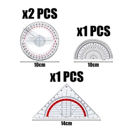 4 Pieces of Protractors, Drawing and Design Protractors, Angle Measuring Rulers, Triangle, Full Circle, Semicircle Protractors, Angle Measuring Tools, Mathematical Drawing Teaching Aids.