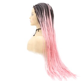 AFBeauty Pink Lace Front Wig Long Hand Braided Braided Wigs with Baby Hair Natural Hairline Box Braided Wigs for Women Lightweight Synthetic Wig Heat Safe Drag Queen Makeup 26 Inch