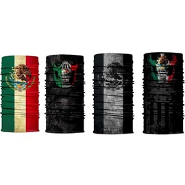 Smagiv 4Pack 3D Mexico Eagle Skull Face Scarf, Neck Gaiter, Headwear, Magic Scarf, Balaclava, Bandana, Headband for Women Men Teenager Fishing, Hunting, Motorcycling,Skiing,Hiking,Yard Work