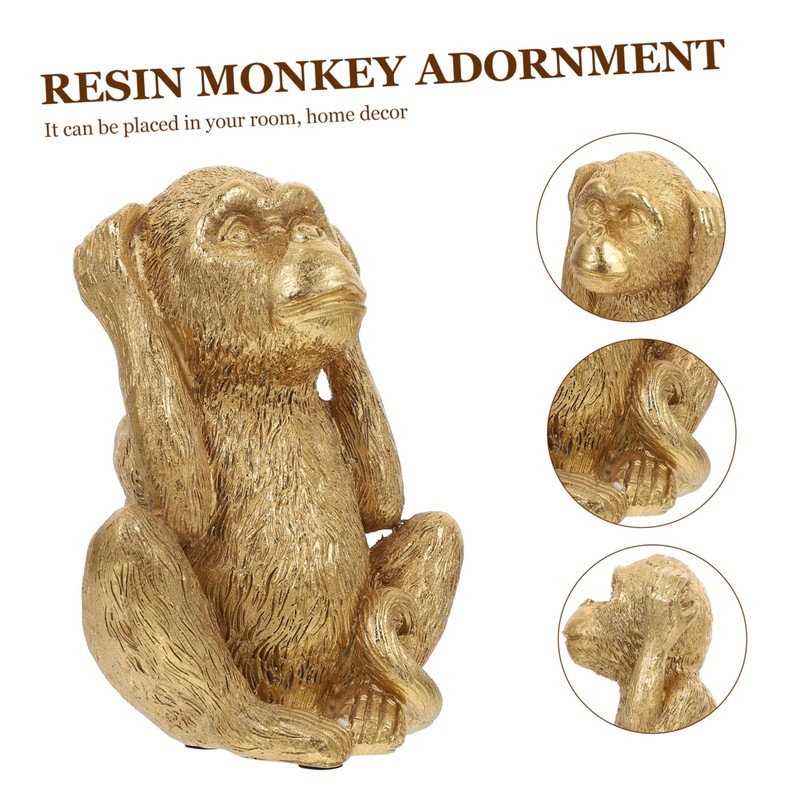 MAGICLULU Resin Monkey Adornment Monkey Decor for Office Tabletop Resin