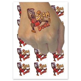Slam Dunk Basketball Player Sports Temporary Tattoo Water Resistant Fake Body Art Set Collection - 15 2" Tattoos (1 Sheet)