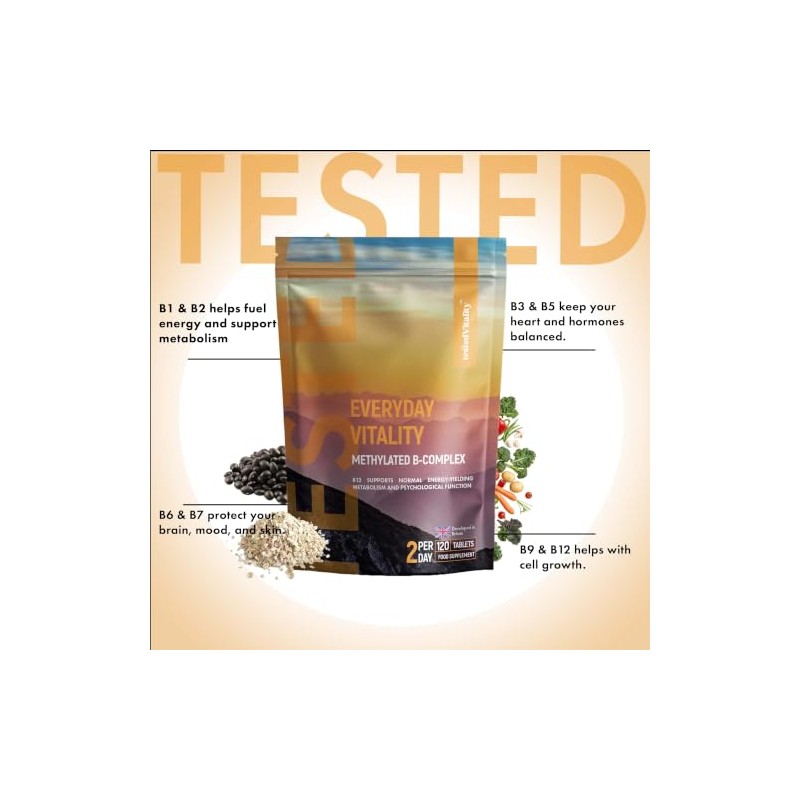 Everyday Vitality Methylated B-Complex |Active B Vitamins with Methylfolate, Methylcobalamin