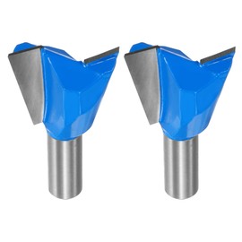 HARFINGTON 2pcs Dovetail Router Bit 1-1/2" Diameter 1/2" Shank Tungsten Carbide 14 Degree Dovetail Joint Drill Bit for Box Drawer Cabinet Joints Fine Woodworking