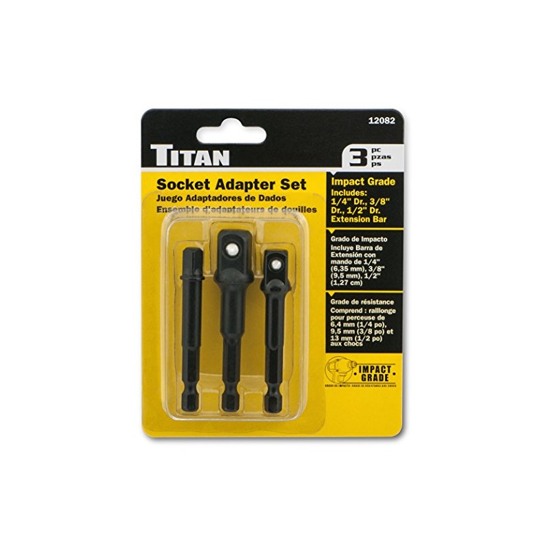 Titan 12082 3-Piece Socket Adapter Set (1/4", 3/8" and 1/2")