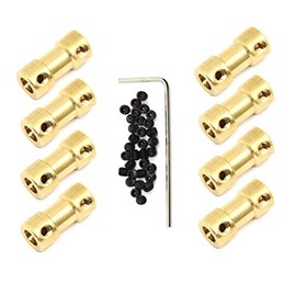 Befenybay 8 Pcs 3mm to 5mm Brass Connector Copper DIY Motor Flexible Shaft Coupling Joint Connector with Screws for Small Motor (3mm to 5mm)