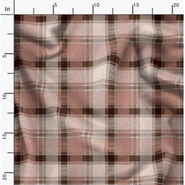 Soimoi Brown Cotton Voile Fabric Gingham Check Print Fabric by Yard 42 Inch Wide