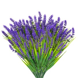 XUANSHLL xuanshll16 Bundles Artificial Monkey Grass Outdoor Fake Flowers UV Resistant Lavender Plastic Plants Outside Hanging Planter Home Garden Décor (16, purple)