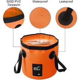 KAHEIGN Folding Water Bucket, 20L Portable Collapsible Bucket Camping Storage Container Wash Basin for Traveling Hiking Fishing Boating Gardening Car Washing (30 x 27cm)