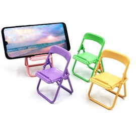 5Pcs Multicolour Mobile phone holder Simulation Mini Folding Back Small Chair Model Dollhouse Doll House Miniature Plastic Furniture Accessories Scene Props for Mini Chair Micro Landscape(1/12)