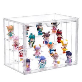 ToBeAce 4 Tier Acrylic Display Case for Collectibles, Clear Adjustable Figure Display Case with Magnetic Door, Stackable Storage Box Showcase with 3 Shelves for Action Figures,Dolls,Toys, Large 1 Pack