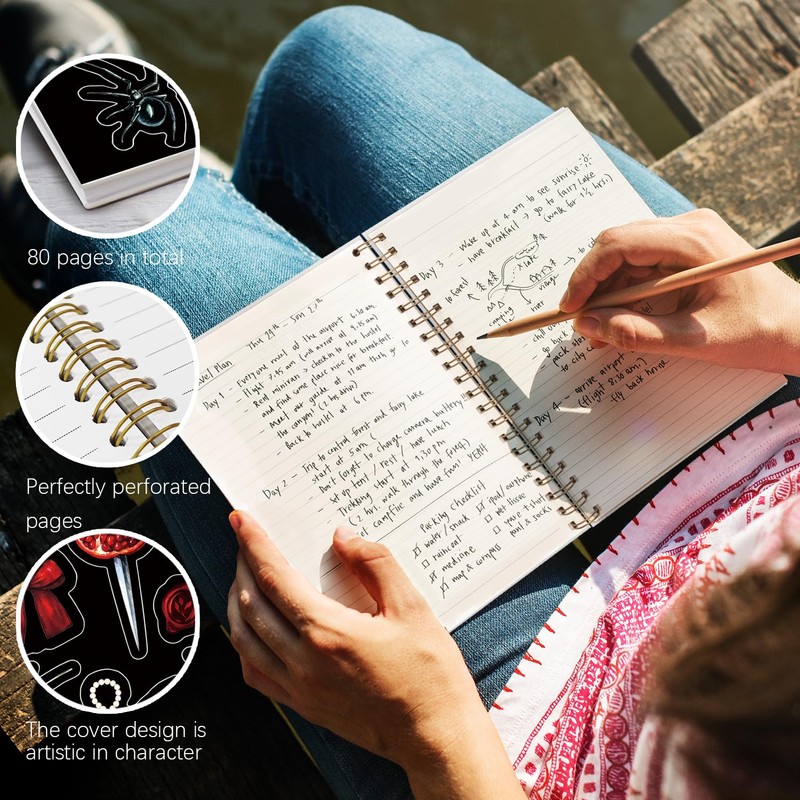 NaZaUK Dark Academia Gothic Notebook – Hardcover Spiral Bound Journal