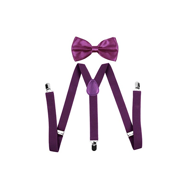 Men's Bow Tie and Y Shape Suspender Set Adjustable Elastic