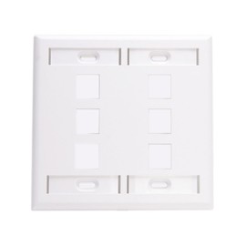 Leviton 6-Port Dual Gang QuickPort Wallplate with ID Windows, 42080-6WP, White